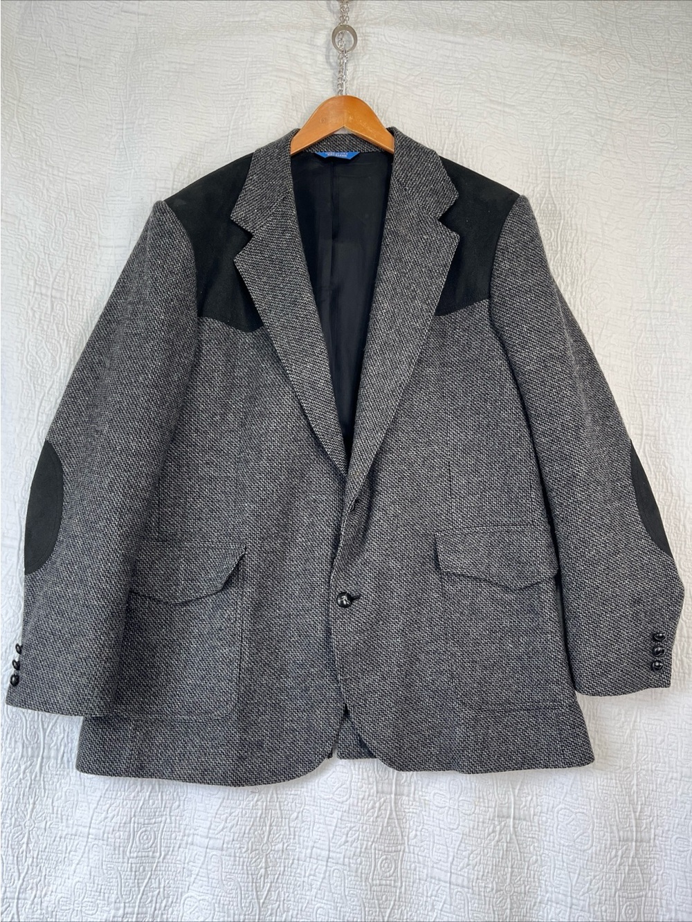 Pendleton Mens Wool Tweed Western Jacket 46 Long Two Button Elbow Patches Blazer